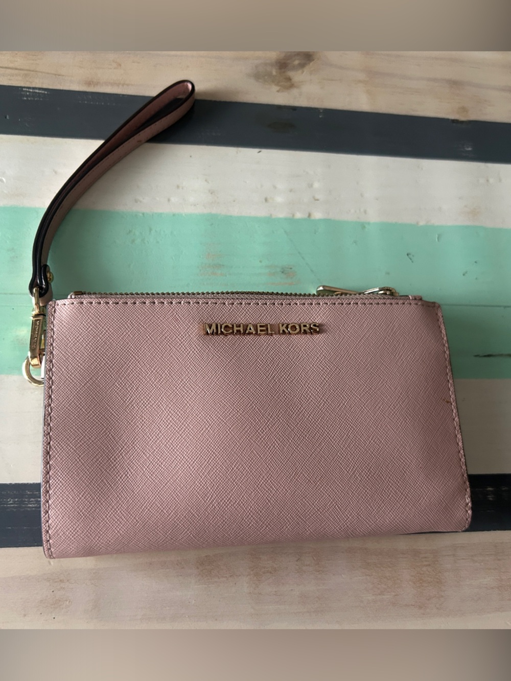 Michael Kors Blush Pink Saffiano Wristlet Clutch